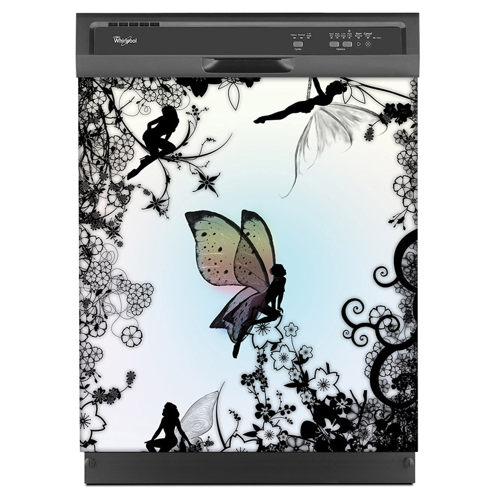 Delightful Fairies Magnet Skin on Black Dishwasher