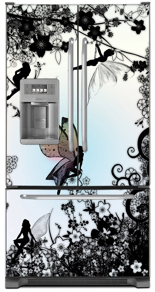 Delightful Fairies Magnet Skin on Model Type French Door Refrigerator with Ice Maker Water Dispenser