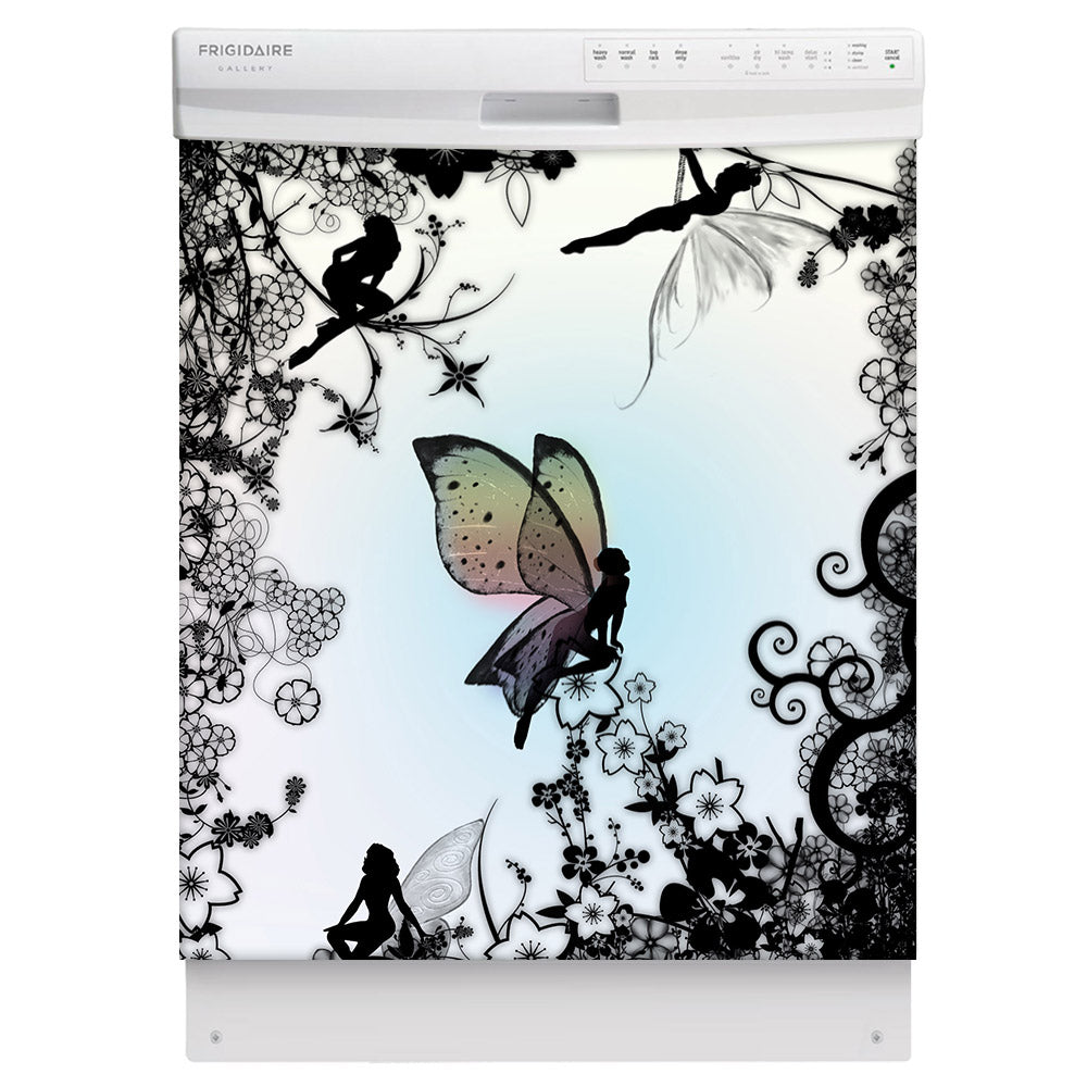 Delightful Fairies Magnet Skin on White Dishwasher