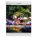 Flamingo Garden Magnet Skin on White Dishwasher