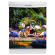 Load image into Gallery viewer, Flamingo Garden Magnet Skin on White Dishwasher
