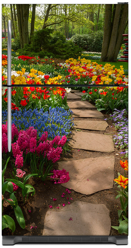 Flower Path Magnet Skin on Model Type Top Freezer Refrigerator