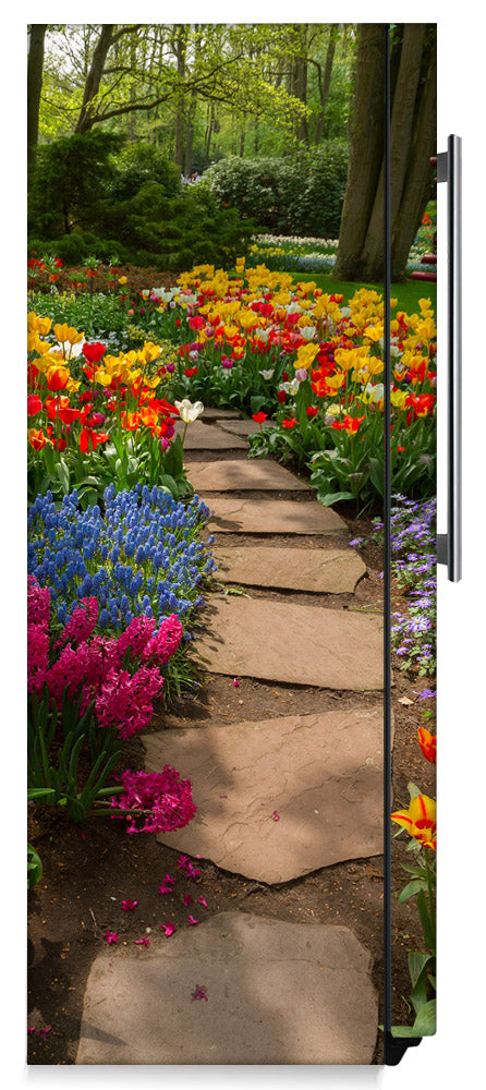 Flower Path Magnet Skin on Side of Refrigerator
