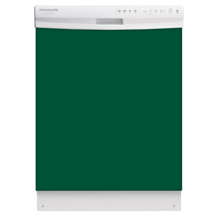 Forest Green Color Magnet Skin on White Dishwasher