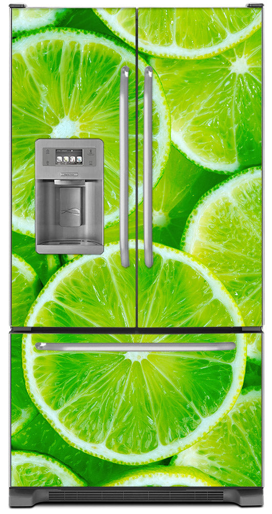 Fresh Limes Magnet Skin on Model Type French Door Refrigerator with Ice Maker Water Dispenser