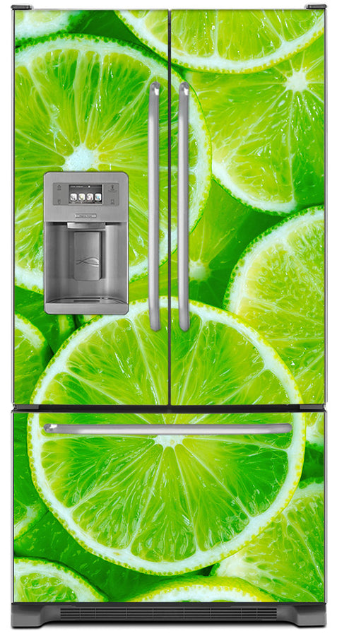  Fresh Limes Magnet Skin on Model Type French Door Refrigerator with Ice Maker Water Dispenser 
