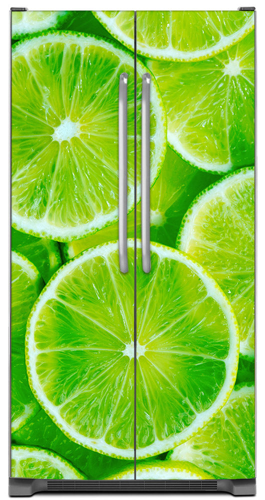 Fresh Limes Magnet Skin on Model Type Side by Side Refrigerator