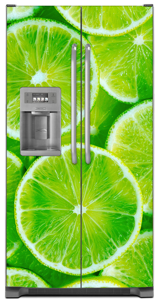 Fresh Limes Magnet Skin on Model Type Side by Side Refrigerator with Ice Maker Water Dispenser