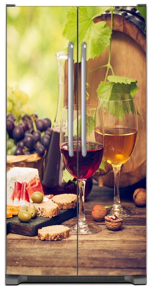 Glasses Of Wine Magnet Skin on Model Type Side by Side Refrigerator