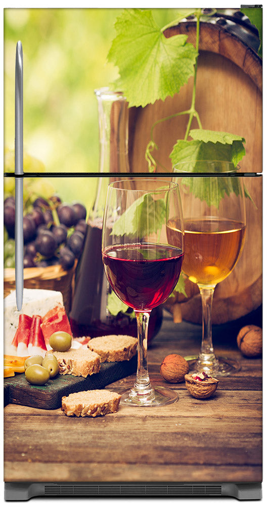 Glasses Of Wine Magnet Skin on Model Type Top Freezer Refrigerator