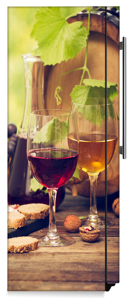 Glasses Of Wine Magnet Skin on Side of Refrigerator
