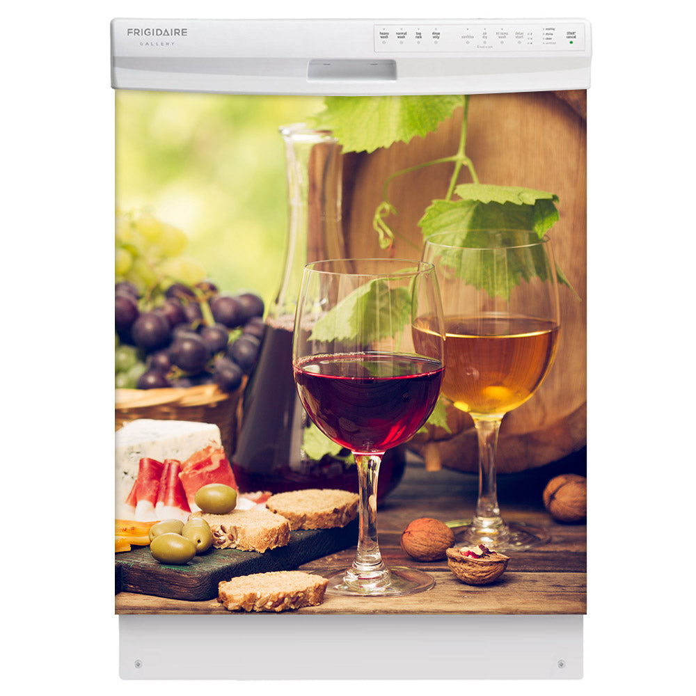 Glasses Of Wine Magnet Skin on White Dishwasher