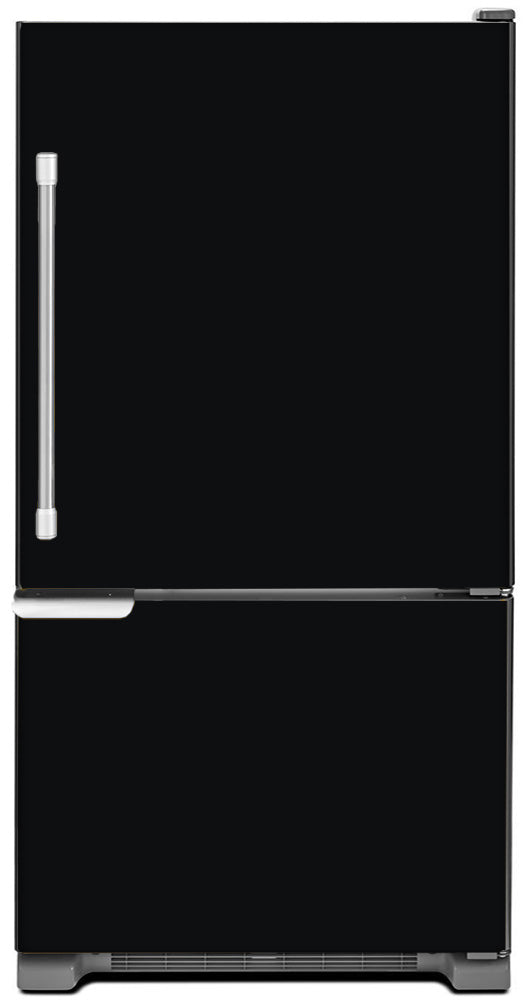 Gloss Black Color Magnet Skin on Model Type Bottom Freezer Refrigerator
