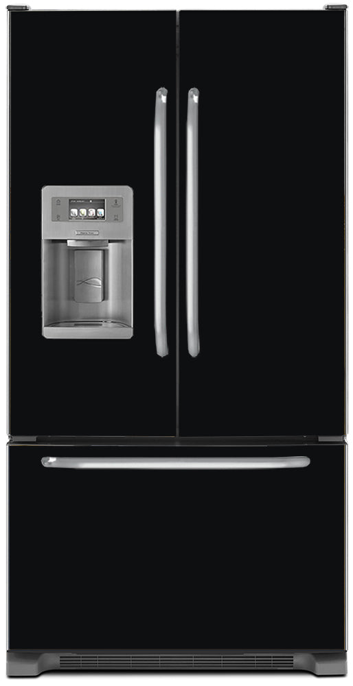Gloss Black Color Magnet Skin on Model Type French Door Refrigerator with Ice Maker Water Dispenser