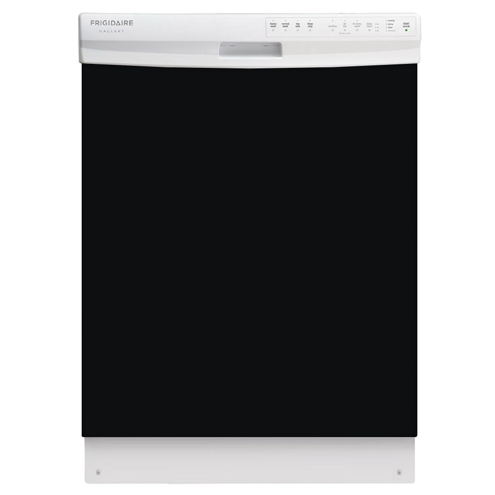 Gloss Black Color Magnet Skin on White Dishwasher