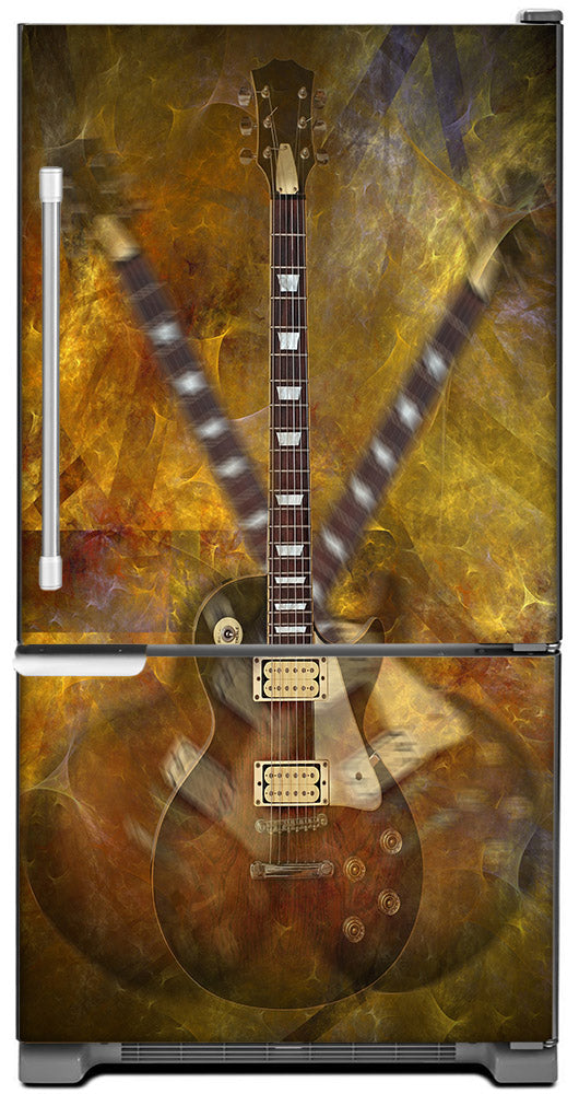 Guitar Funk Magnet Skin on Model Type Bottom Freezer Refrigerator