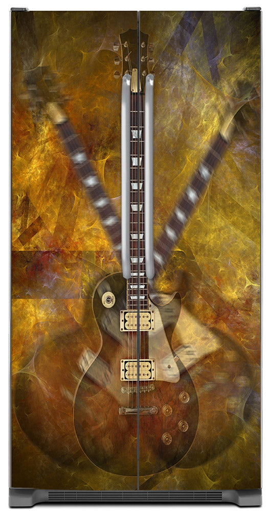 Guitar Funk Magnet Skin on Model Type Side by Side Refrigerator