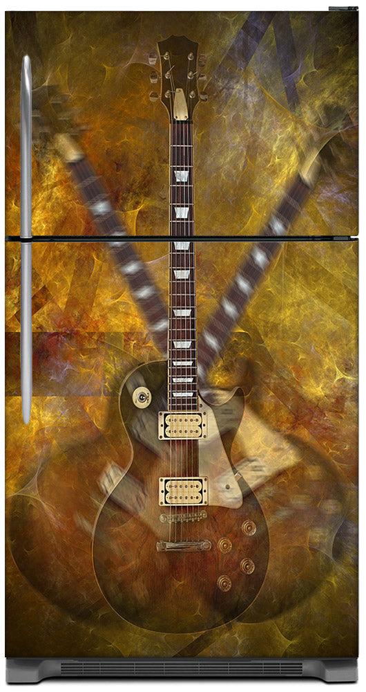 Guitar Funk Magnet Skin on Model Type Top Freezer Refrigerator