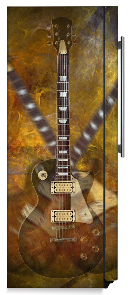 Guitar Funk Magnet Skin on Side of Refrigerator