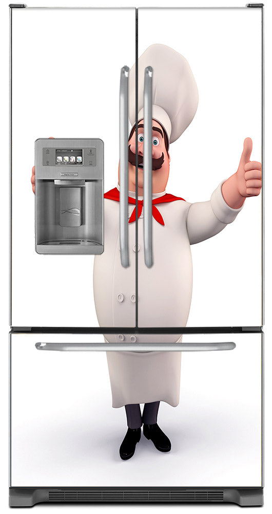 Happy Chef Magnet Skin on Model Type French Door Refrigerator with Ice Maker Water Dispenser