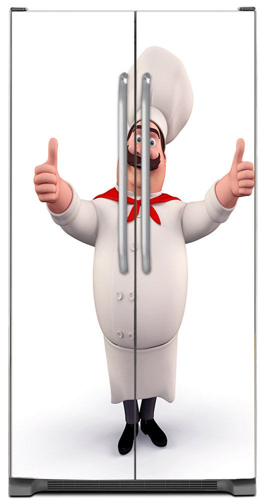 Happy Chef Magnet Skin on Model Type Side by Side Refrigerator