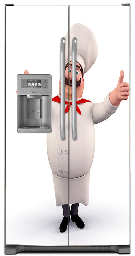  Happy Chef Magnet Skin on Model Type Side by Side Refrigerator with Ice Maker Water Dispenser 