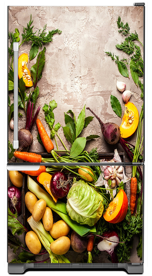  Healty Good Food Magnetic Refrigerator Cover Panel Skin Wrap on Fridge Model Type Bottom Freezer Fridge 
