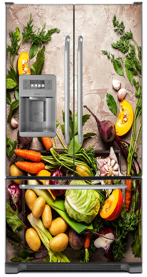  Healty Good Food Magnetic Refrigerator Cover Panel Skin Wrap on Fridge Model Type French Door Fridge with Ice Maker 