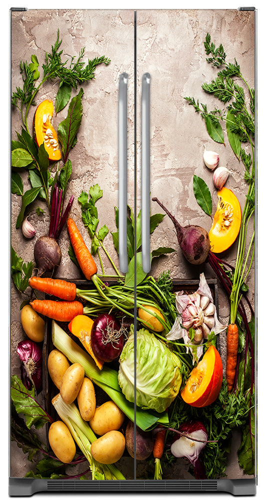 Healty Good Food Magnetic Refrigerator Cover Panel Skin Wrap on Fridge Model Type Side By Side Fridge