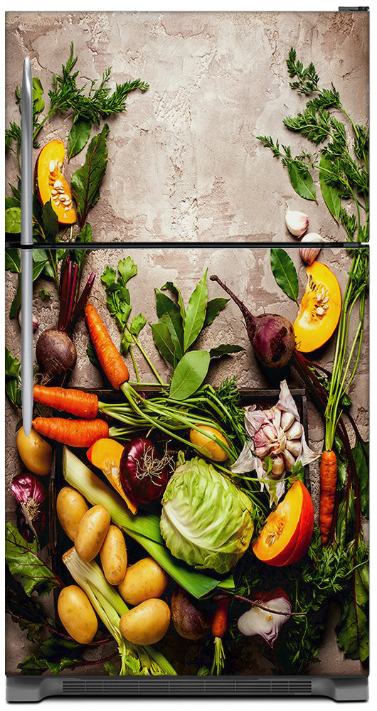 Healty Good Food Magnetic Refrigerator Cover Panel Skin Wrap on Fridge Model Type Top Freezer Fridge