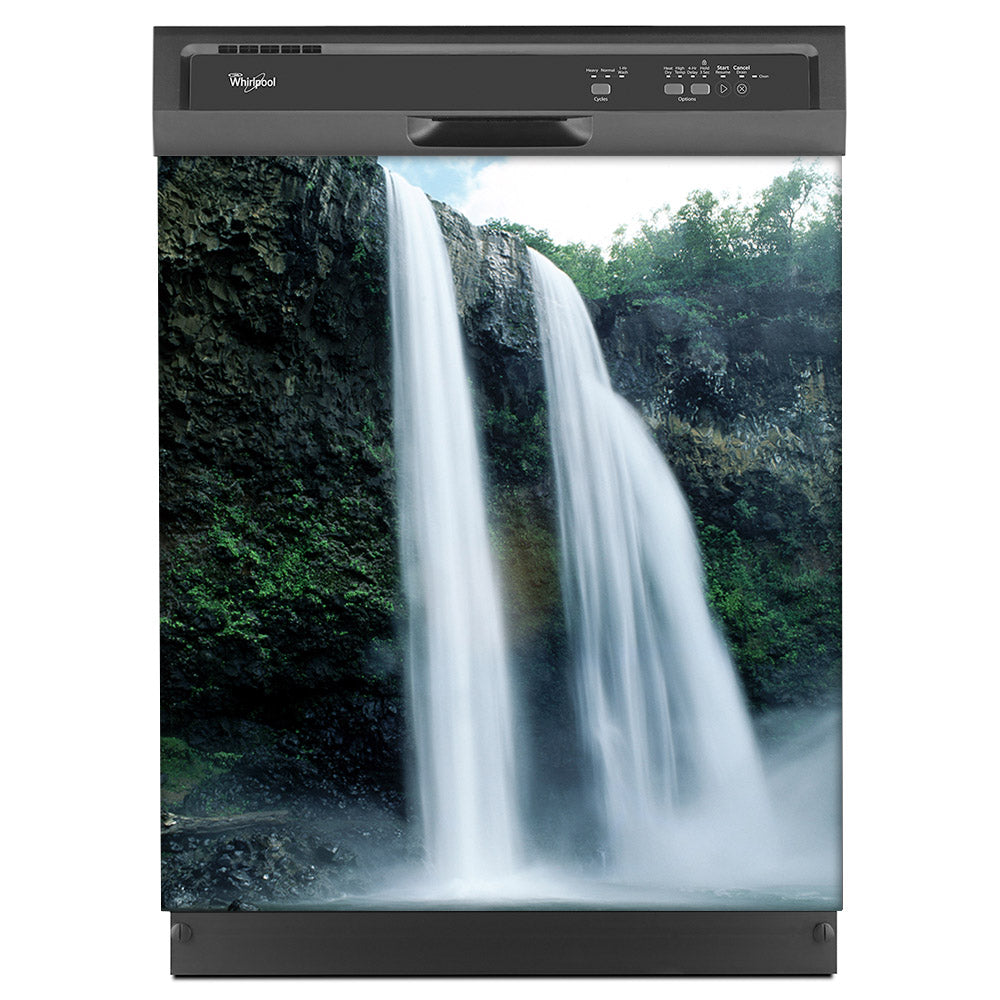 High Waterfalls Magnet Skin on Black Dishwasher