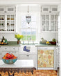 Load image into Gallery viewer, Kitchen with White Cabinets Green Countertop Terra Cotta Floor Kitchen Sink with Window next to Elegant Fish &amp; Pattern Designs Dishwasher Cover Skin on Dishwasher with White Control Panel
