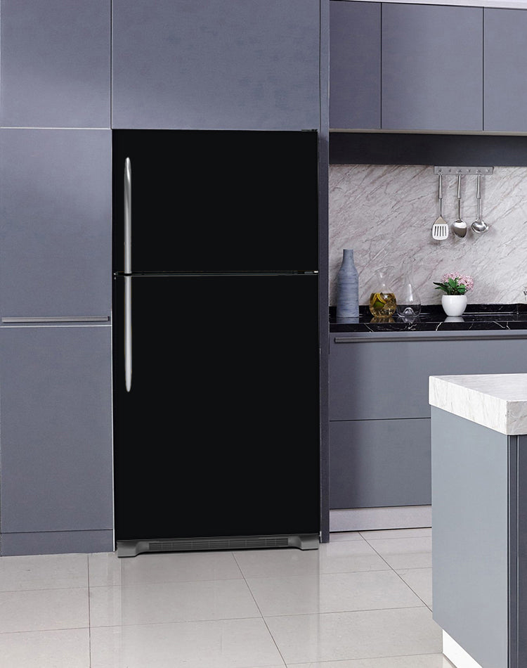 Lavender Kitchen Cabinets Insert Gloss Black Magnet Skin on Fridge Model Type Top Freezer with White Marble Floors