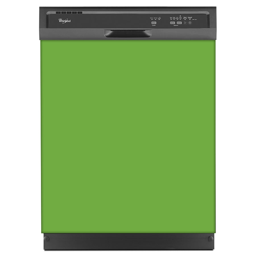  Lime Green Color Magnet Skin on Black Dishwasher 