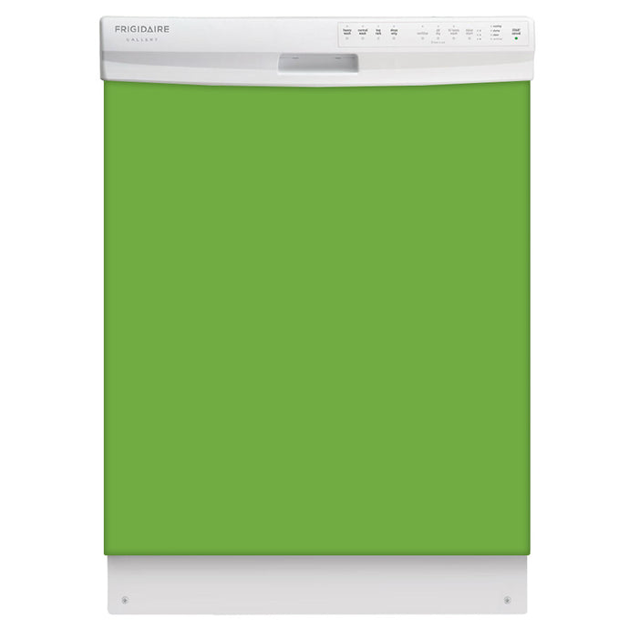 Lime Green Color Magnet Skin on White Dishwasher