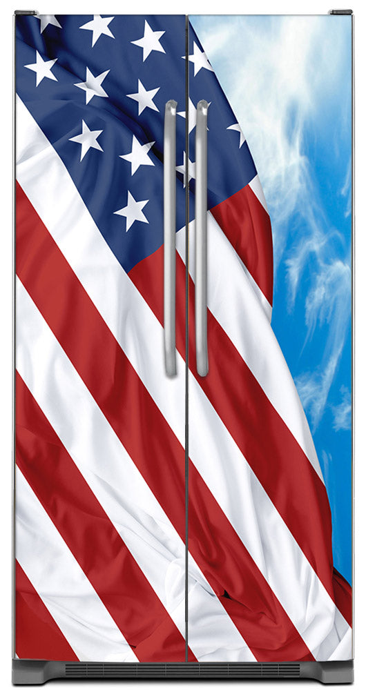Majestic USA Flag  Magnet Skin on Model Type Side by Side Refrigerator