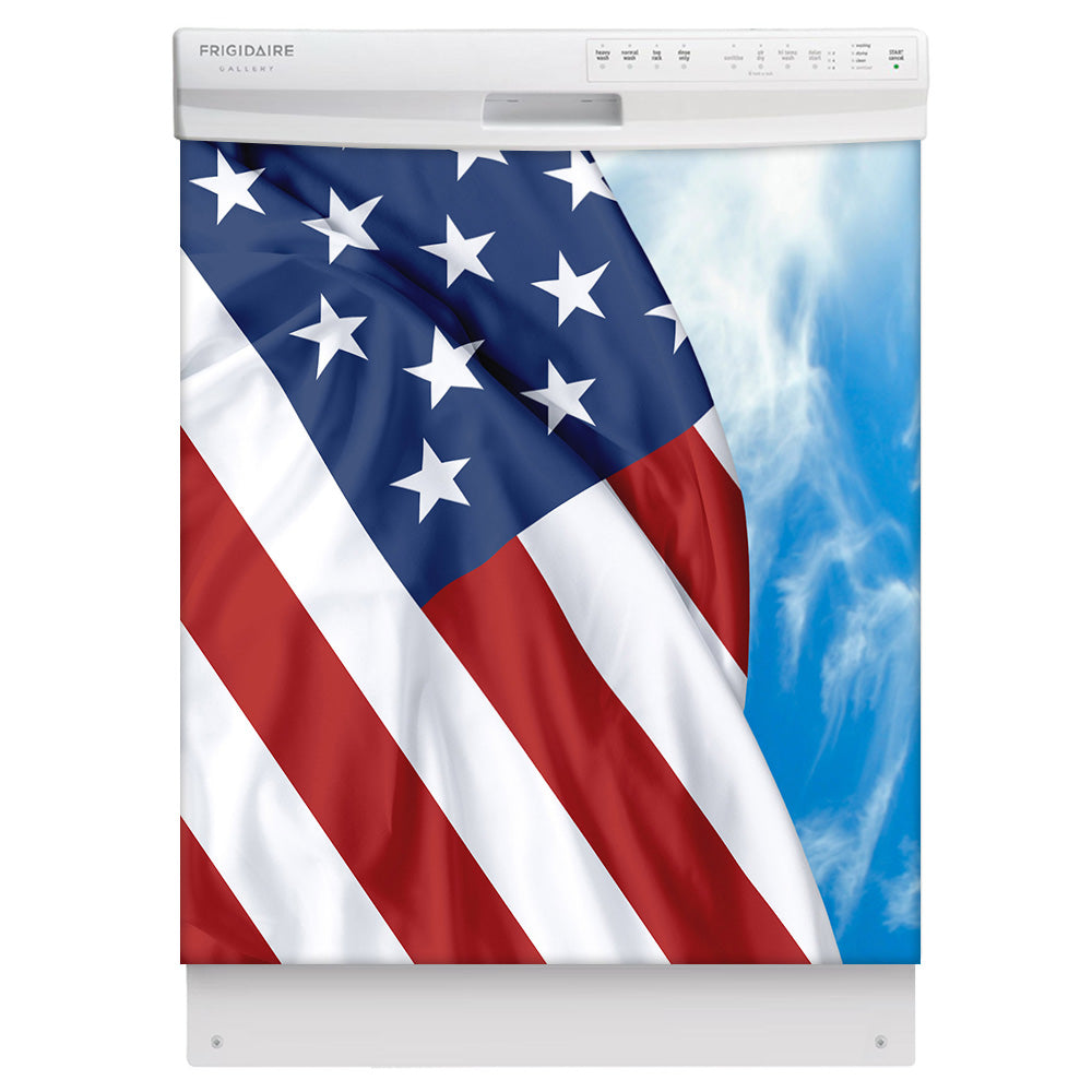 Majestic USA Flag Magnet Skin on White Dishwasher