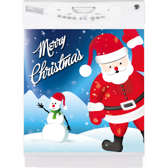  Merry Christmas Santa and Snowman Magnetic Dishwasher Cover 