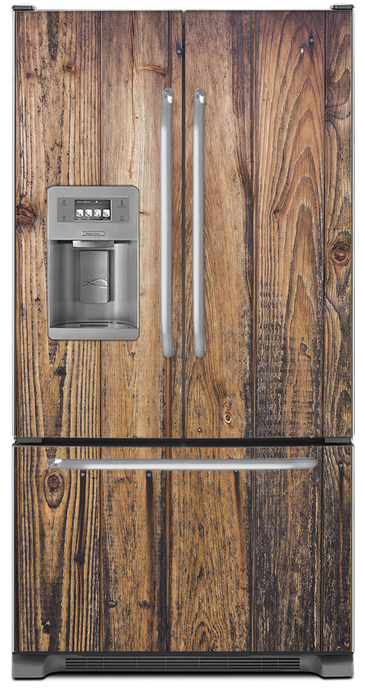 Natural Wood Planks Magnet Skin Panel on Refrigerator Model Type French Door Fridge with Ice maker