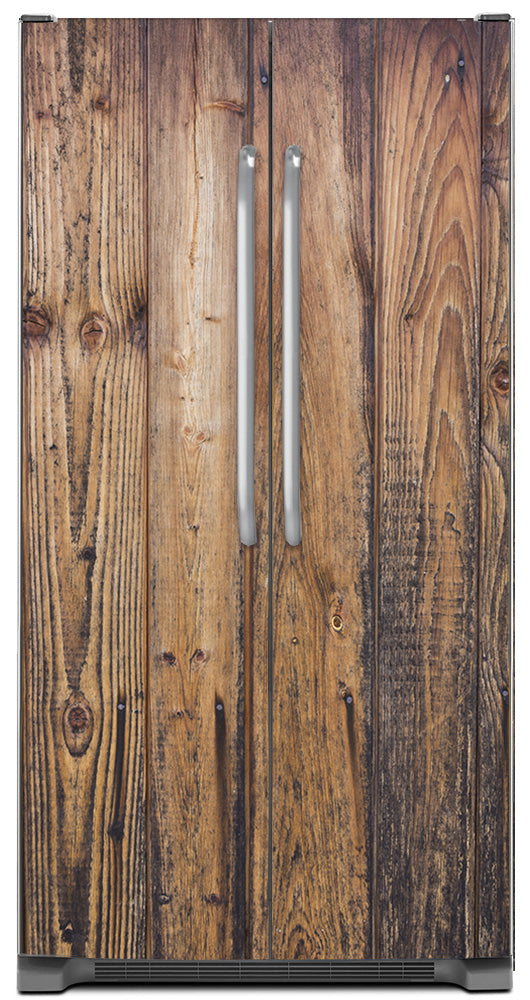 Natural Wood Planks Magnet Skin Panel on Refrigerator Model Type Side by Side Fridge