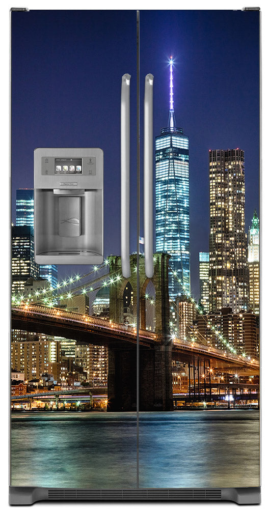 New York City Magnet Skin on Model Type Side by Side Refrigerator with Ice Maker Water Dispenser