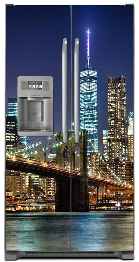  New York City Magnet Skin on Model Type Side by Side Refrigerator with Ice Maker Water Dispenser 