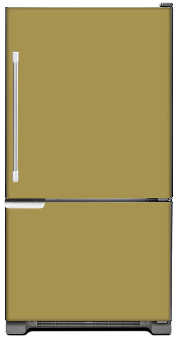 Olympic Gold Color Magnet Skin on Model Type Bottom Freezer Refrigerator