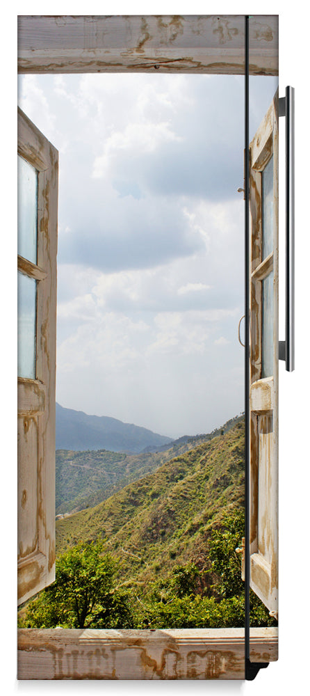 Open Window Breeze Magnetic Refrigerator Skin Cover Wrap on Fridge Side Panel