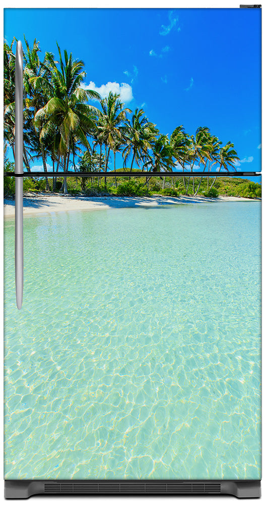 Paradise Island Magnetic Refrigerator Cover Wrap Skin Panel on Model Type Fridge Top Freezer Refrigerator