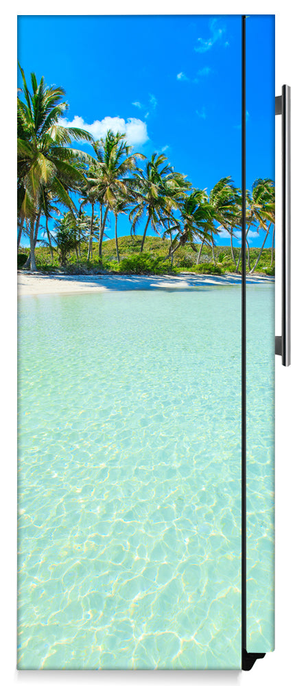 Paradise Island Magnetic Refrigerator Skin Cover Wrap on Fridge Side Panel
