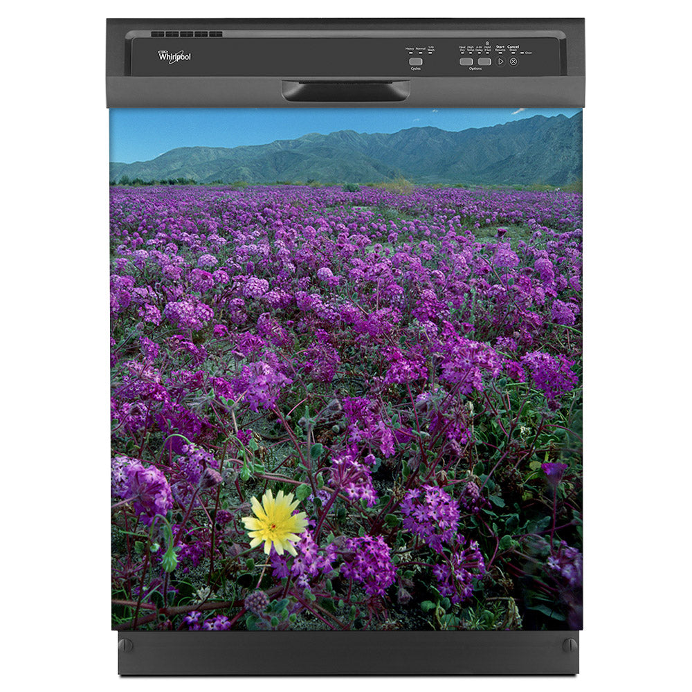 Peek a Boo Daisy Magnet Skin on Black Dishwasher