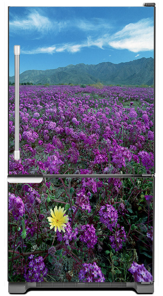 Peek a Boo Yellow Daisy Magnetic Refrigerator Cover Panel Skin Wrap on Fridge Model Type Bottom Freezer Fridge