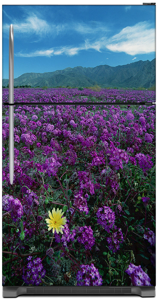 Peek a Boo Yellow Daisy Magnetic Refrigerator Cover Panel Skin Wrap on Fridge Model Type Top Freezer Fridge