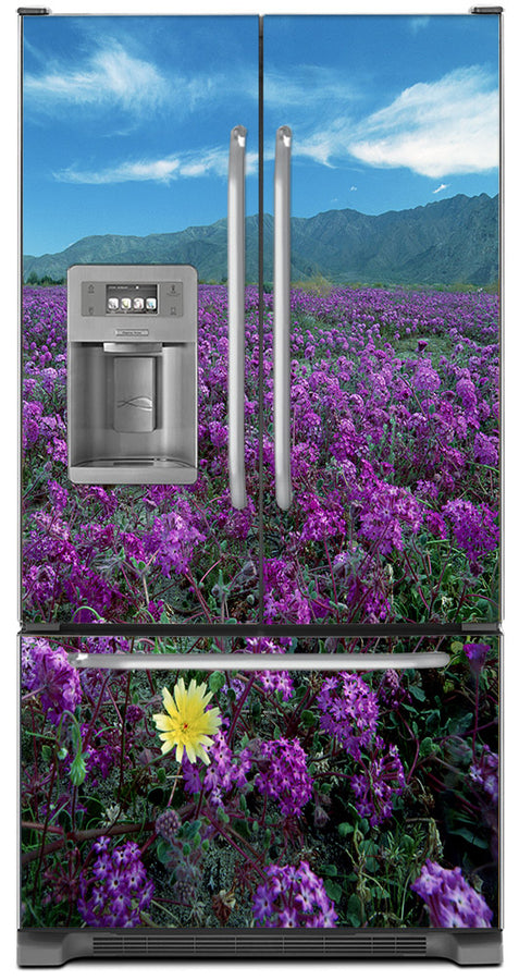  Peek a Boo Yellow Daisy Magnetic Refrigerator Cover Panel Skin Wrap on Refrigerator  Model Type French Door Fridge with Ice Maker 